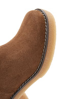 Women's Tan Suede Leather Heeled Boots | Derimod Women's Tan Suede Leather Heeled Boots | Derimod