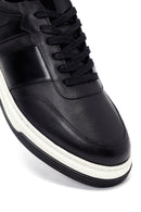 Erkek Siyah Bağcıklı Deri Sneaker | Derimod Erkek Siyah Bağcıklı Deri Sneaker | Derimod