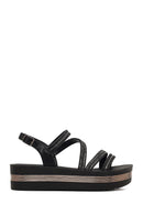 Women's Black Thick Soled Stoned Sandals | Derimod Women's Black Thick Soled Stoned Sandals | Derimod