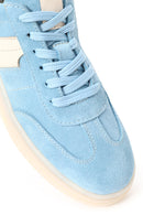 Kadın Mavi Bağcıklı Süet Deri Sneaker | Derimod Kadın Mavi Bağcıklı Süet Deri Sneaker | Derimod