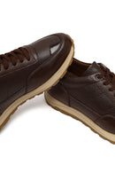 Erkek Kahverengi Bağcıklı Deri Casual Sneaker | Derimod Erkek Kahverengi Bağcıklı Deri Casual Sneaker | Derimod