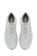 Women's White Lace-up Thick-Sole Leather Sneaker | Derimod Women's White Lace-up Thick-Sole Leather Sneaker | Derimod