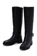 Geox Women's Black Zippered Leather Boots | Derimod Geox Women's Black Zippered Leather Boots | Derimod