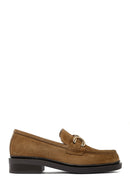 Woman Tan Buckled Suede Leather Masculine Loafer | Derimod Woman Tan Buckled Suede Leather Masculine Loafer | Derimod