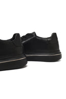 Men's Black Lace-Up Thick-Soled Leather Sneaker | Derimod Men's Black Lace-Up Thick-Soled Leather Sneaker | Derimod