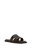 Women's Brown Leather Slippers | Derimod Women's Brown Leather Slippers | Derimod
