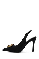 Women's Black Accessory Detailed Open Back Thin Heeled Shoes | Derimod Women's Black Accessory Detailed Open Back Thin Heeled Shoes | Derimod