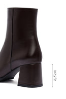 Woman Brown Zippered Chunky Heels Leather Boat | Derimod Woman Brown Zippered Chunky Heels Leather Boat | Derimod