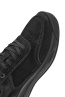 Erkek Siyah Bağcıklı Nubuk Deri Sneaker | Derimod Erkek Siyah Bağcıklı Nubuk Deri Sneaker | Derimod