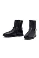 Woman Black Zippered Metal Detail Leather Boat | Derimod Woman Black Zippered Metal Detail Leather Boat | Derimod