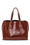 Women's Crocodile Patterned Shoulder Bag | Derimod Women's Crocodile Patterned Shoulder Bag | Derimod