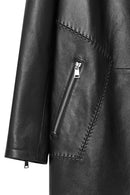 Selena Women's Black Hooded Leather Coat | Derimod Selena Women's Black Hooded Leather Coat | Derimod