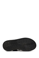 Women's Black Strappy Thick-Sole Leather Sandals | Derimod Women's Black Strappy Thick-Sole Leather Sandals | Derimod