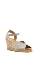 Women's Gold Glitter Ankle Buckle Wedge Heel Espadrille Sandals | Derimod Women's Gold Glitter Ankle Buckle Wedge Heel Espadrille Sandals | Derimod