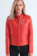 Kylie Women's Leather Jacket | Derimod Kylie Women's Leather Jacket | Derimod