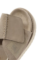 Women's Beige Strappy Suede Leather Sandals | Derimod Women's Beige Strappy Suede Leather Sandals | Derimod