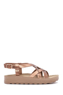 Women's Bronze Thick-Soled Metallic Sandals | Derimod Women's Bronze Thick-Soled Metallic Sandals | Derimod