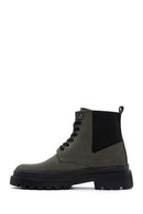 Men's Khaki Nubuck Leather Thick Soled Casual Boots | Derimod Men's Khaki Nubuck Leather Thick Soled Casual Boots | Derimod