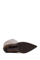 Woman Brown High Heels Leather Boot | Derimod Woman Brown High Heels Leather Boot | Derimod