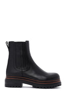 Woman Black Thick Sole Leather Chelsea Boots | Derimod Woman Black Thick Sole Leather Chelsea Boots | Derimod