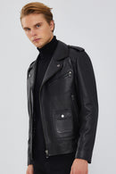 Carter Erkek Siyah Biker Deri Mont | Derimod Carter Erkek Siyah Biker Deri Mont | Derimod