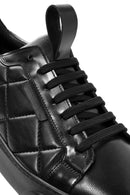 Erkek Siyah Bağcıklı Kroko Desenli Deri Sneaker | Derimod Erkek Siyah Bağcıklı Kroko Desenli Deri Sneaker | Derimod
