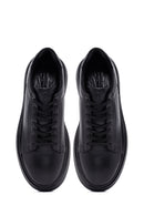 Men's Black Lace-Up Thick Sole Leather Sneakers | Derimod Men's Black Lace-Up Thick Sole Leather Sneakers | Derimod