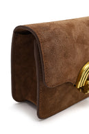 Woman Tan Long-Strap Suede Crossbody Bag | Derimod Woman Tan Long-Strap Suede Crossbody Bag | Derimod