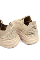 Derimod Zero Women Beige Lace-Up Thick-Soled Fabric Sneaker | Derimod Derimod Zero Women Beige Lace-Up Thick-Soled Fabric Sneaker | Derimod