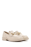 Women's Beige Buckle Detailed Leather Masculine Loafer | Derimod Women's Beige Buckle Detailed Leather Masculine Loafer | Derimod
