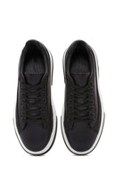Erkek Siyah Bağcıklı Deri Sneaker | Derimod Erkek Siyah Bağcıklı Deri Sneaker | Derimod