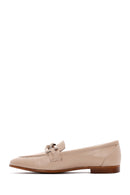 Kadın Bej Deri Tokalı Klasik Loafer | Derimod Kadın Bej Deri Tokalı Klasik Loafer | Derimod