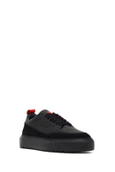Erkek Siyah Bağcıklı Kalın Tabanlı Deri Sneaker | Derimod Erkek Siyah Bağcıklı Kalın Tabanlı Deri Sneaker | Derimod