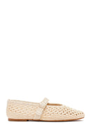 Women's Beige Straw Ballerinas | Derimod Women's Beige Straw Ballerinas | Derimod