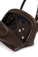 Woman Brown Long Strap Snake Print Shoulder Bag | Derimod Woman Brown Long Strap Snake Print Shoulder Bag | Derimod
