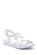 Kadın Beyaz Deri Comfort Sandalet | Derimod Kadın Beyaz Deri Comfort Sandalet | Derimod