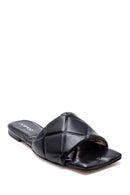Women's Black Leather Casual Flat Slippers | Derimod Women's Black Leather Casual Flat Slippers | Derimod
