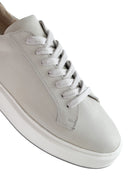 Men's White Thick Sole Lace Up Leather Sneaker | Derimod Men's White Thick Sole Lace Up Leather Sneaker | Derimod