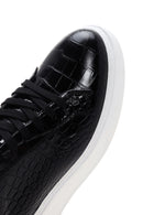 Erkek Siyah Bağcıklı Deri Sneaker | Derimod Erkek Siyah Bağcıklı Deri Sneaker | Derimod