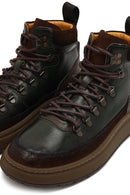 Men's Green Lace-Up Thick Sole Leather Sports Boots | Derimod Men's Green Lace-Up Thick Sole Leather Sports Boots | Derimod