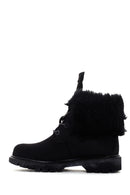 Caterpillar Women's Black Utah Fur Nubuck Leather Lace-up Boots | Derimod Caterpillar Women's Black Utah Fur Nubuck Leather Lace-up Boots | Derimod