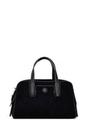 Woman Black Long-Strap Suede Shoulder Bag | Derimod Woman Black Long-Strap Suede Shoulder Bag | Derimod