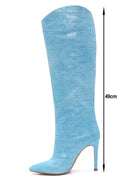 Women's Blue Crocodile Heeled Boots | Derimod Women's Blue Crocodile Heeled Boots | Derimod