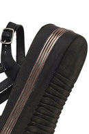 Women's Black Thick Soled Stoned Sandals | Derimod Women's Black Thick Soled Stoned Sandals | Derimod