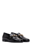 Women's Black Leather Crocodile Classic Loafer | Derimod Women's Black Leather Crocodile Classic Loafer | Derimod