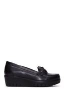 Women's Black Leather Wedge Heeled Loafer | Derimod Women's Black Leather Wedge Heeled Loafer | Derimod