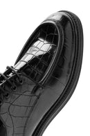 Men's Black Lace-Up Crocodile Patterned Leather Casual Shoes | Derimod Men's Black Lace-Up Crocodile Patterned Leather Casual Shoes | Derimod