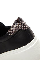 Women's Black Lace-Up Chunky Sole Leather Sneakers | Derimod Women's Black Lace-Up Chunky Sole Leather Sneakers | Derimod