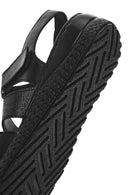 Kadın Siyah Bantlı Deri Comfort Sandalet | Derimod Kadın Siyah Bantlı Deri Comfort Sandalet | Derimod