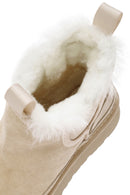 Woman Beige Thick-Soled Teddy Suede Leather Boat | Derimod Woman Beige Thick-Soled Teddy Suede Leather Boat | Derimod